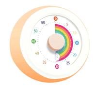 Small Timer, 60-Minute Visual Timer for Kids with Rainbow Disk, No Ticking Countdown Clock Timers for Classroom Kitchen Homeschool Pomodoro, Silent Timers for Cooking Tooth Brushing, Orange