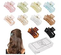 Small Tiny Claw Hair Clips for Women Girls for Thin/Medium Thick Hair, 1.5 Inch Mini Hair Jaw Clips Matte Rectangle Nonslip Clip with Gift Box (Matte+shiny color series)