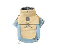 Small to medium-sized pet warm and waterproof jacket, autumn and winter quilted cotton cold protection clothing with built-in leash and water repellency.(Green,M(建议体重5-8斤))