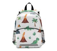 Small Toddler Backpack for Boys Girls, Cute Cartoon Dinosaurs White Kids Backpacks Travel Back Pack 3-6 Years, Medium