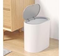 Small Toilet Bin, Slim Bathroom Bin, Dustbin For Bathroom, Trash Can With Lid Small, Press Top Waste Basket, 25.5x25x16.5cm, For Kitchen Living Room Offices