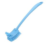 Small Toilet Brush, Two-sided Thick Plastic Curved Toilet Brush, Long-handle Toilets Cleaner - Blue, 17.72x2.17 Inch