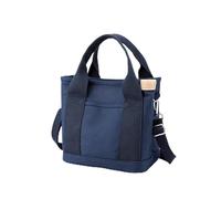 Small Tote Bag with Zipper, Multi-Pocket Thickening Canvas Shoulder Tote Bag for Women, Large Capacity Crossbody Hand (Dark Blue)