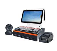 Small Touch Cash Register All-in-one Machine 15.6-inch Dual-screen Touch Multi-angle Folding 4G+128GB for Restaurant Supermarket Retail(Color:B)