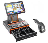 Small Touch Cash Register, POS System with 15.6" Screen & Built-In Receipt Printer, 8GB RAM 128GB SSD Smart Till Machine for Small Business Retail Store Restaurant black