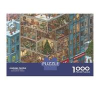 Small Town 1000 Pc Cardboard DIY Winter Multi-story Building Puzzle Adults/Teens, Challenging Activity, Stress Relief, Vibrant Colours & Wall Decor 52x38cm/1000pcs