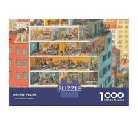 Small Town 1000-Piece Premium Cardboard Cat-themed Multi-story Building Adult Jigsaws, Challenging Game, Stress Relief, Birthday Gift & Office/Home Decor 38x26cm/1000pcs