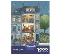 Small Town 1000 Piece Premium Cardboard City Multi-story Apartment Jigsaw for Adults, Educational Challenge, Birthday Gift & Home Activity, Vibrant Colours for Family Lovers 38x26cm/1000pcs