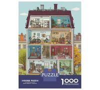 Small Town 1000-Piece Recycled Cardboard Multi-story House Section Puzzle, Educational Decompression, Personalised Gift, Wall Decor & Home Leisure 52x38cm/1000pcs