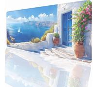 Small Town Boat Mouse Mat 39.4x19.7inch Large Gaming Mouse Pad Desk Mat Stitched Edges, Non Slip Rubber Base, Waterproof Surface, Computer Accessories for Home Office Decor Gift LMDT7826