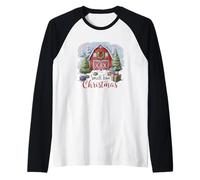 Small Town Christmas Festive Winter Barn Raglan Baseball Tee