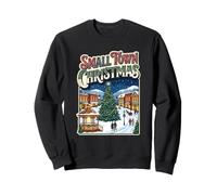Small Town Christmas Winter Village Snowy Tree Gazebo Street Sweatshirt