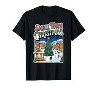 Small Town Christmas Winter Village Snowy Tree Gazebo Street T-Shirt