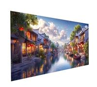 Small Town Diamond Art Kits Adults, Water City Diamond Painting Kit, Round Full Drill Paint by Numbers for Adults 16 x 32 Inch, Crystal Art Rhinestones Embroidery Cross Stitch Artwork Model-13587