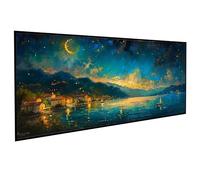 Small Town Diamont Painting Boat Diamond Art Accessories 5D Round Full Drill Gem Art Cross Canvas Painting Pictures Kits for Adults Beginners for LIiving Room Wall Decor, Gifts 20x40in PJY9 Q-J