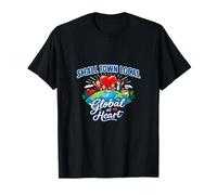 Small Town Local Global at Heart Pride Badge T-Shirt