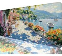 Small Town Mouse Pad,1200x600x3mm Mouse Mat Flower Desk Mat Large,Soft Smooth Surface with Anti-Slip Rubber Base Mousepad Waterproof,Durable,Extended Length Desk Pad for Christmas Decorations N1-878