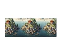 Small Town on The Island Printed Extra Large Mouse Pad 12x31.5in for Office, Gaming, and Learning - Durable, Comfortable, and Environmentally Friendly