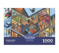 Small Town Premium Cardboard 1000 Piece Snowy Multi-story House Puzzle Set, Educational Challenge Adults/Teens, Birthday Gift & Home Activity, Vibrant Colours for Enthusiasts 38x26cm/1000pcs