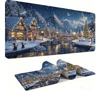 Small Town Starry Sky Mouse Pad 800x400x3 mm, Gaming Accessories Mouse Mat - Mousepad with Non-Slip Base and Stitched Edge Compatible with Laser and Optical Mice Table Pad for Gaming (80x40) j0xk-125