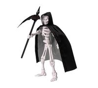Small Toy Skeleton Figures, Multi-Joint Action Figures, Multi-Joint Skull Action Sculpture, Posable Model with Hat, Coat and Battle Assembly Kit