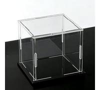 Small Transparent Acrylic Square Cube for Display, Tabletop Acrylic Display Case Boxes, 10 15 20 25 30 35 40 45 cm Assemble Showcase Dust Cover Stand(Black Base,10x10x10cm)