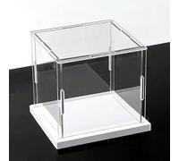 Small Transparent Acrylic Square Cube for Display, Tabletop Acrylic Display Case Boxes, 10 15 20 25 30 35 40 45 cm Assemble Showcase Dust Cover Stand(White Base,25x25x60cm)