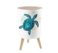 Small Trash Can with Lid Abstract sea turtle watercolor for decoration marine life nautical Garbage Cans 1.8 Gallon Round Wastebasket Dog Proof Trash Can Waste Basket for Bathroom Office Dorm Decor