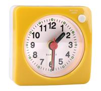 Small Travel Alarm Clock, Silent Analogue Non Ticking Clocks with Snooze Nightlight Function Bedside No Tick Quiet Large Display Mini Alarm Clock for Heavy Sleepers, glow in the dark, 6cm (Yellow)