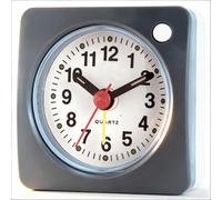 Small Travel Alarm Clock,Silent Non-Ticking, Snooze & Nightlight, Large Display, Glow in The Dark for Heavy Sleepers, Ideal for Bedside & Travel, Gray