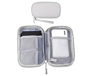 Small Travel Cable Organiser Bag Portable Electronics Accessories Bag Organiser, Battery Organiser Storage Case, Universal Carry Travel Gadget Bag for Cables, Power Bank Holiday Essentials (Grey)