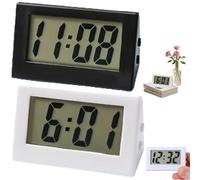 Small Travel Digital Clock,Mini Portable LCD Display Clock,Digital Clo/ck Battery Powered Only,Dig/ital Calendar Cl/ock for Bedside Travel,Trav/el Alarm Cloc/k with Light Battery Powered(Black&White)
