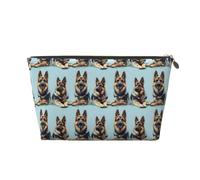 Small Travel Makeup Bag Organizer - German Shepherd 1 Print Leather Travel Toiletry Bag for Women Men, Organizing Pouches for Purse with Zipper