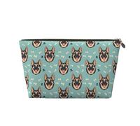 Small Travel Makeup Bag Organizer - German Shepherd cute Print Leather Travel Toiletry Bag for Women Men, Organizing Pouches for Purse with Zipper