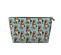 Small Travel Makeup Bag Organizer - German Shepherd Dog Print Leather Travel Toiletry Bag for Women Men, Organizing Pouches for Purse with Zipper