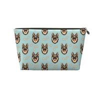 Small Travel Makeup Bag Organizer - German Shepherd Face Print Leather Travel Toiletry Bag for Women Men, Organizing Pouches for Purse with Zipper