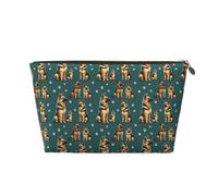 Small Travel Makeup Bag Organizer - German Shepherd Family Print Leather Travel Toiletry Bag for Women Men, Organizing Pouches for Purse with Zipper