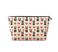 Small Travel Makeup Bag Organizer - German Shepherd Heart Print Leather Travel Toiletry Bag for Women Men, Organizing Pouches for Purse with Zipper
