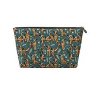 Small Travel Makeup Bag Organizer - German Shepherd Print Leather Travel Toiletry Bag for Women Men, Organizing Pouches for Purse with Zipper