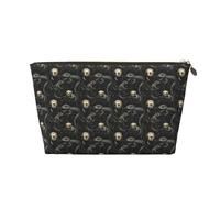 Small Travel Makeup Bag Organizer - Gothic Lizard Skulls Print Leather Travel Toiletry Bag for Women & Men, Organizing Pouches for Purse with Zipper