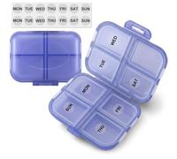 Small Travel Pill Organizer, 8 Compartments Foldable Weekly Medicine Container Case with 7 Day Labels for Purse Pocket, Portable Compact Pill Box for Daily Medication Vitamins Supplements (Blue)