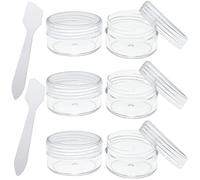 Small Travel Sample Pots with Lids 6Pcs 10ml Travel Jars for Toiletries and 2 Mini Spatulas Refillable Travel Cosmetic Containers for Creams Lotion Nail Art Glitter
