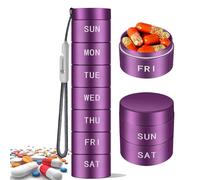 Small Travel Stackable Pill Container, Aluminum Medical Pill Bottle Waterproof, 7 Day Medicine Pill Box with Removable Compartments Bpa Free, Emergency Medication Pill Case for Daily Outdoor