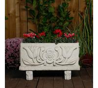Small Tulip Design White Stone Trough