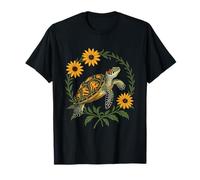 Small Turtle and Black-Eyed Daisy Flowers T-Shirt