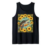 Small Turtle and Black-Eyed Daisy Flowers Tank Top