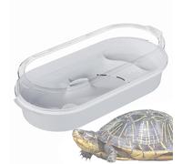 Small Turtle Tank, Aquatic Turtle Tank - Clear Tank for Baby | Reptile Selsification Platforms, 4 Multifunctional Zones Habitat for Crayfish, Hermit Crabs, Small Reptiles
