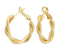 Small Twist Earrings, Copper Twisted Designed Sleeper Hinged Hoop Earrings, Fashion Cartilage Stack Drop Dangle Huggie, Skin-Friendly Mixed Metal Jewellery for Women (Matte Gold)