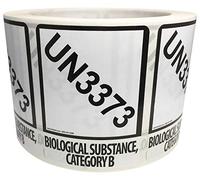 Small UN3373 Labels for Biological Substance Category B 2 x 2.75 Inch 500 Total Labels