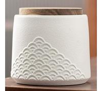 Small Urn Ashes Keepsake - Ceramic Sea Wave Decorative Urns, Capacity 30 Cubic inches Memorial Funeral urn for Human, Pets(White)